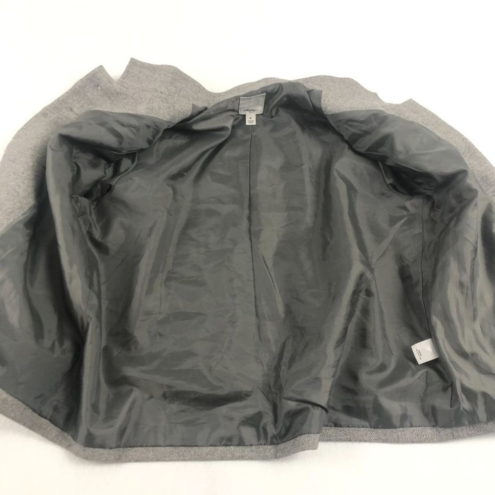 Halogen Women's Size Medium Grey Wool Blend Cropped 2 Button Herringbone Jacket - Picture 6 of 9
